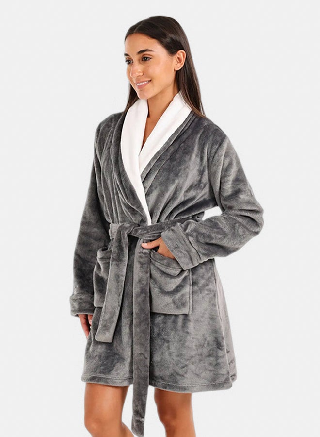 Carina Velvet Padded Robe with Belt - Image 1