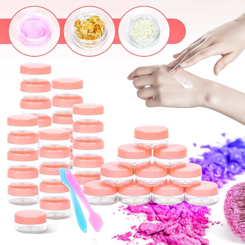 MotBach 50Pack 10g Small Plastic Cosmetic Containers with Lids, 10gram Plastic Makeup Containers Jars with Spatulas, 10ml Sample Jars Travel Size Containers for Toiletries Lip Balm Slime Cream Lotion - Image 5