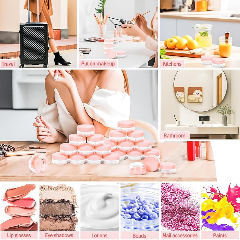 MotBach 50Pack 10g Small Plastic Cosmetic Containers with Lids, 10gram Plastic Makeup Containers Jars with Spatulas, 10ml Sample Jars Travel Size Containers for Toiletries Lip Balm Slime Cream Lotion - Image 4