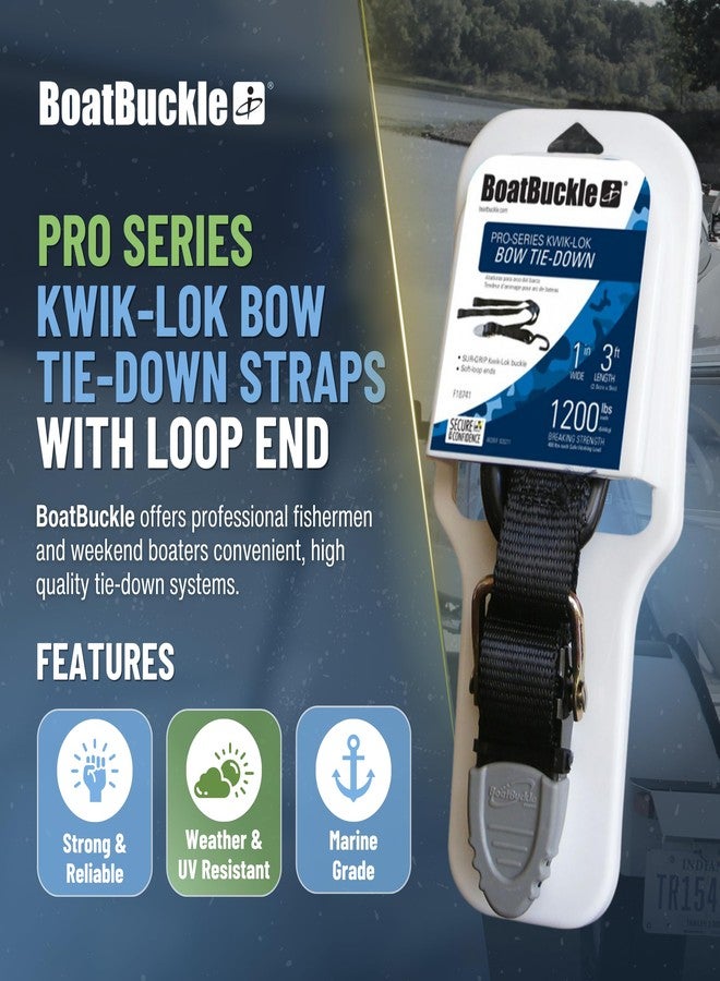 BoatBuckle Pro Series Bow Tie-Down with Loop End, (1-Inch x 36-Inch) - Image 2