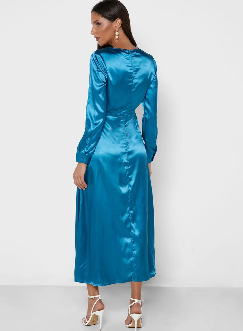 ELLA Satin Belted Dress