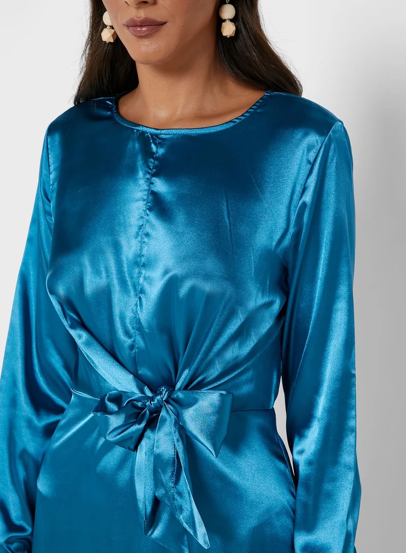 ELLA Satin Belted Dress