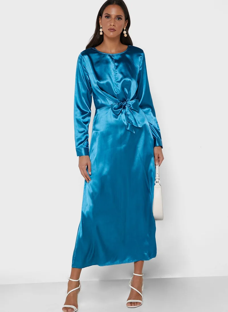 ELLA Satin Belted Dress