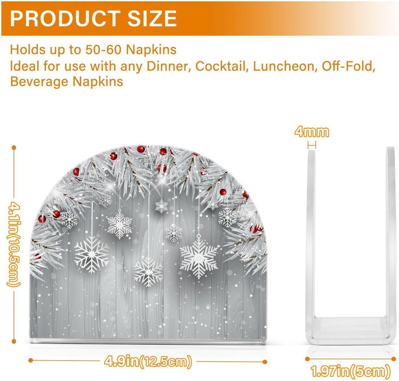 ALAZA Silver Christmas Tree Snowflake Napkin Holder for Tables Paper Cocktail Napkin Holders for Kitchen and Dinning Acrylic Dinner Napkin Dispenser for Restaurant Home Decor Bar Accessories 1 Pack - Image 4