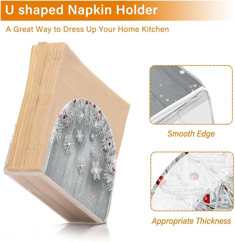 ALAZA Silver Christmas Tree Snowflake Napkin Holder for Tables Paper Cocktail Napkin Holders for Kitchen and Dinning Acrylic Dinner Napkin Dispenser for Restaurant Home Decor Bar Accessories 1 Pack - Image 5