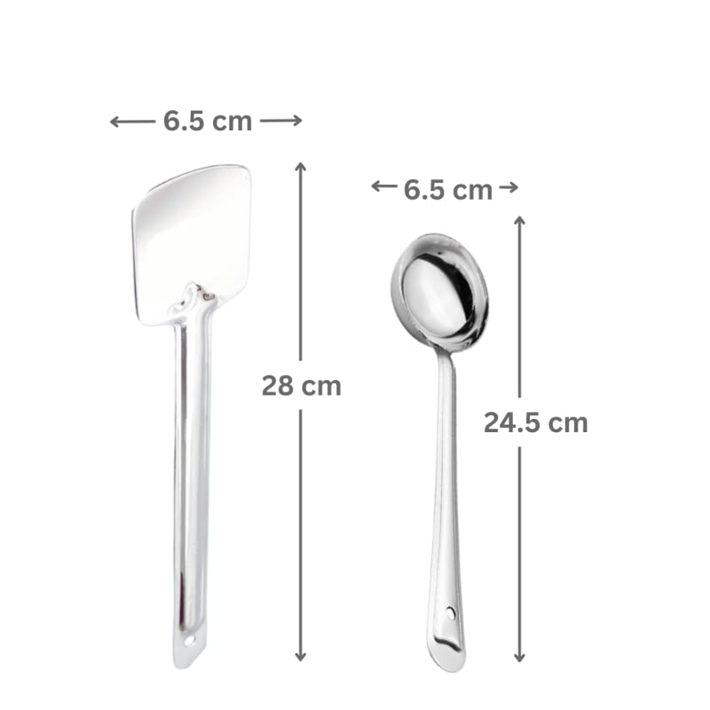 MR Stainless Steel paltaSpatulaKitchen SpoonFlex Turner with Slotted Deep Ladle SpoonKarchiKitchen Spoon for Cooking and Serving  - Image 2