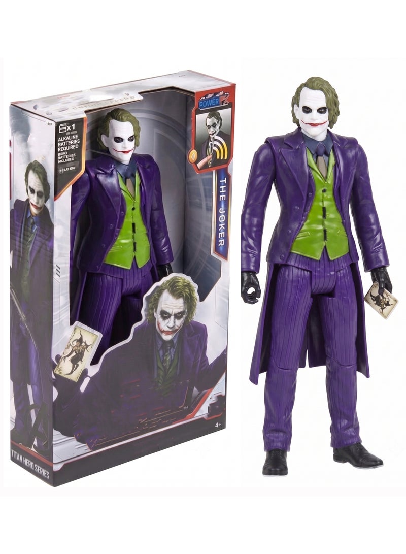 DC Comics Joker Character Toy 30cm Collectible Figure – 12 Inch Titan Hero Series Supervillain Toy with Lights & Sound | Comic Inspired Action Figure Model Joker Card | Interactive Toy Gift for Kids & Collectors Birthday, Eid, Christmas Ages 4+ - Image 1