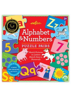 : Alphabet & Numbers Puzzle Pairs, Match Pictures To Letters, Match Dots To Numerals, Educational Tool, 36 Color Coded Pairs For Easy Matching, For Ages 3 And Up