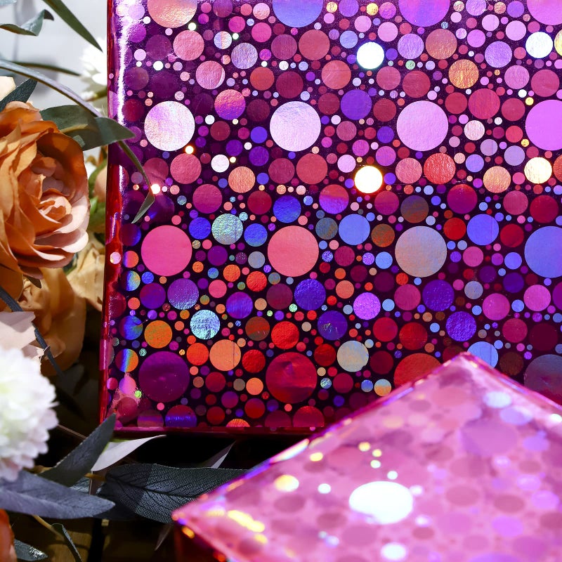 LeZakaa Pink Holographic Wrapping Paper Roll, Shiny Polka Dot Metallic Foil for Birthday, Valentines, Mothers Day, Wedding, Bridal Shower, Graduation, Christmas, Mini Roll 17 in x 32.8 ft - Image 5