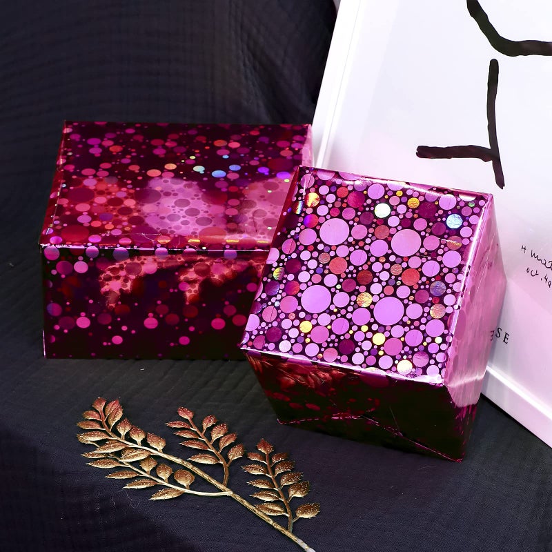 LeZakaa Pink Holographic Wrapping Paper Roll, Shiny Polka Dot Metallic Foil for Birthday, Valentines, Mothers Day, Wedding, Bridal Shower, Graduation, Christmas, Mini Roll 17 in x 32.8 ft - Image 3