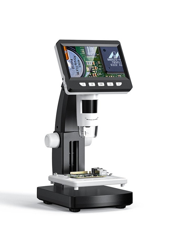 Digital Microscope LCD, 50x - 1000x Magnification, 4.3 Inch Screen, 1080P Resolution, Lens with 2 Million Pixels, Electric Microscope with 8 LED Light, Can Be Connected to PC, Laptop  - Image 1