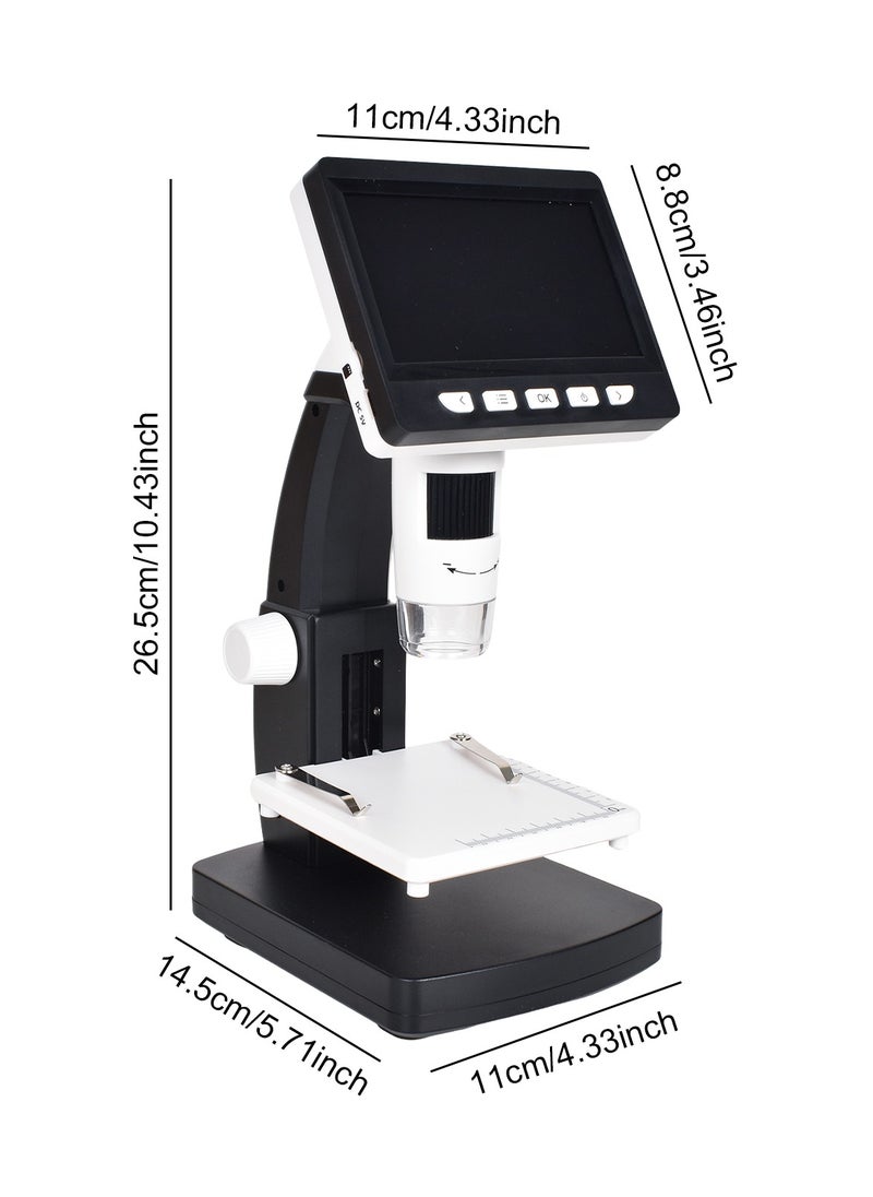 Digital Microscope LCD, 50x - 1000x Magnification, 4.3 Inch Screen, 1080P Resolution, Lens with 2 Million Pixels, Electric Microscope with 8 LED Light, Can Be Connected to PC, Laptop  - Image 3