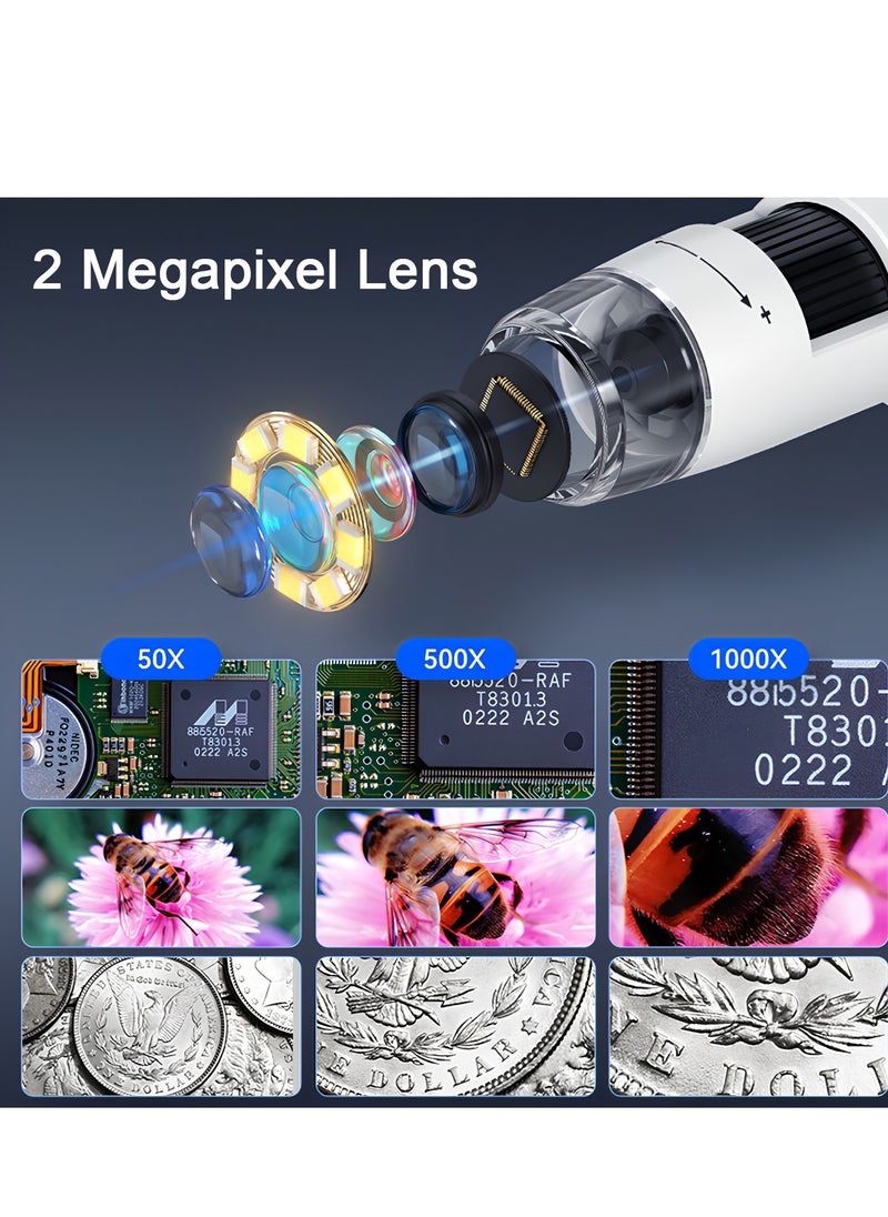 Digital Microscope LCD, 50x - 1000x Magnification, 4.3 Inch Screen, 1080P Resolution, Lens with 2 Million Pixels, Electric Microscope with 8 LED Light, Can Be Connected to PC, Laptop  - Image 4