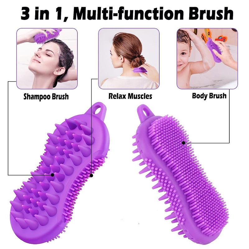 Orrda Exfoliating Silicone Body Scrubber | 3 in1 Silicone Scrubber Brush Silicone Body Wash Scrubber for Skin Exfoliation, Silicone Baby Bath Scrubber Baby Bath Brush | Silicon Bath Brush (Multicolor) - Image 4