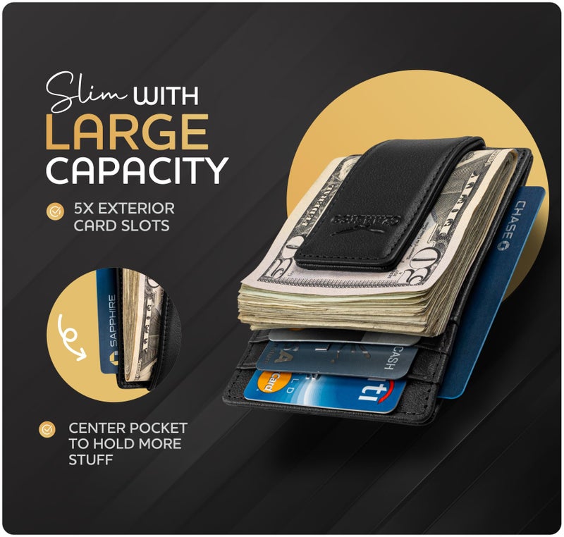Claasico Money Clip Leather Wallet For Men Slim Front Pocket RFID Blocking with Super Strong Magnetic - Image 2