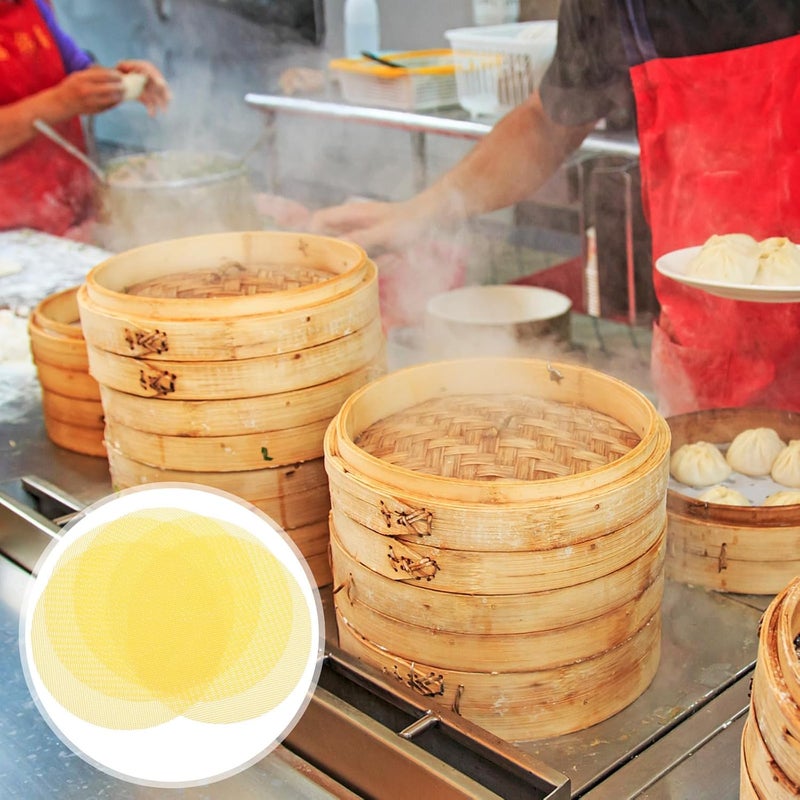 UKCOCO Reusable Silicone Steamer Pads 23cm round Non-stick Steamer Liners High Temperature Resistant 5pcs for Steaming Buns Dumplings Rice Home and Restaurant Use - Image 4