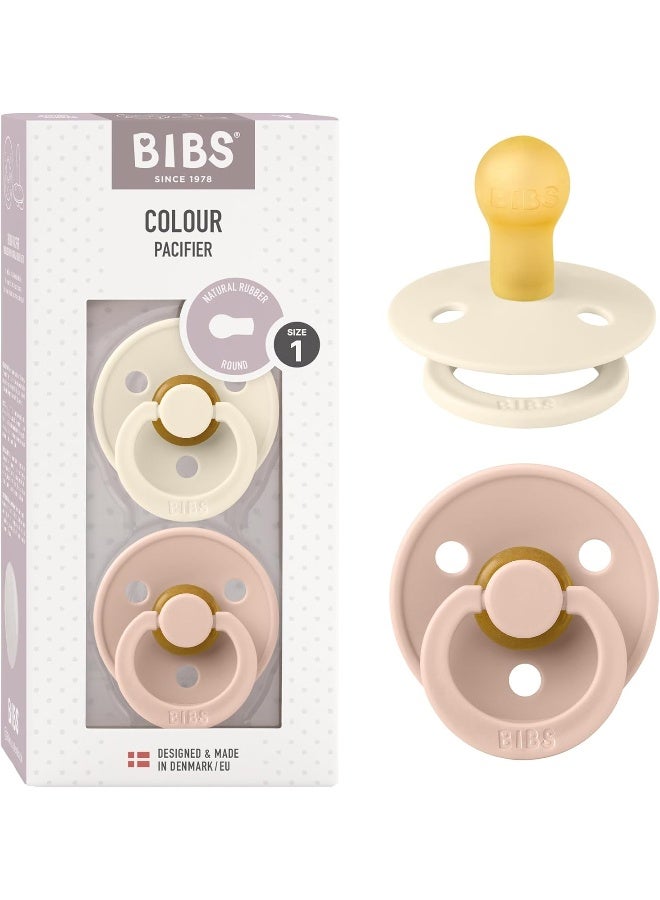 Bibs Pacifier Size 1 - Baby 0-6M (2pcs) - Ivory/Blush - Image 1
