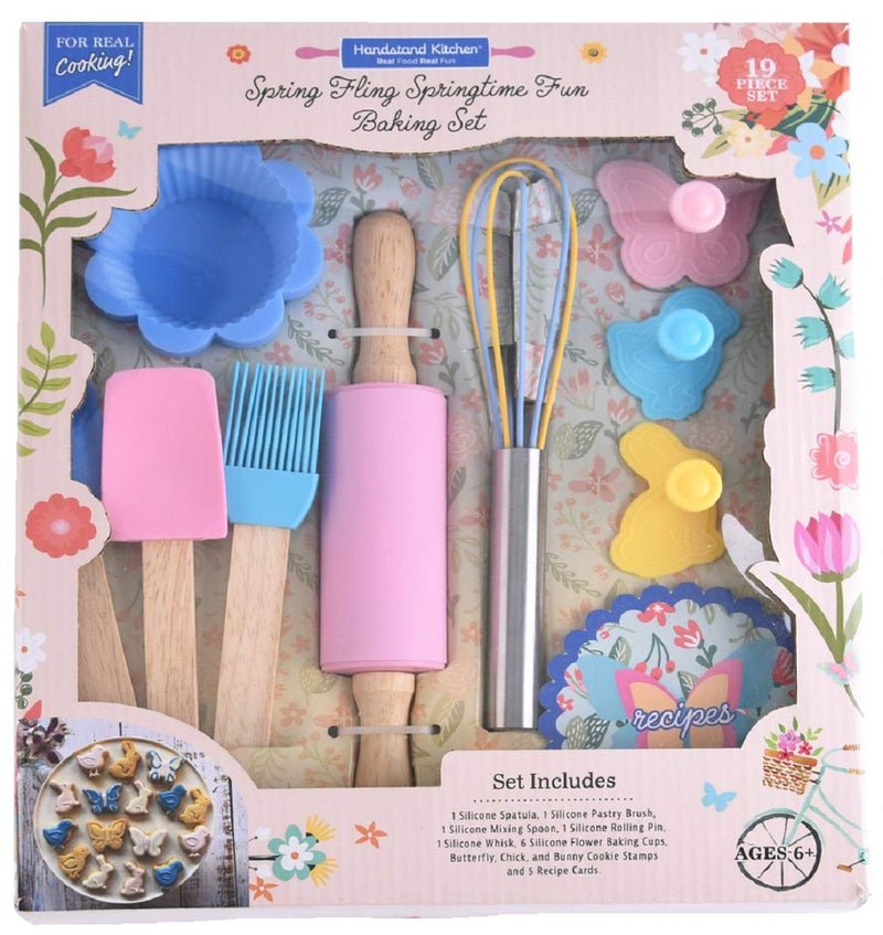 Handstand Kitchen 19piece Spring Fling Real Baking Set with Recipes for Kids