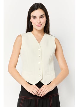 GUCCI Women Regular Fit Solid Casual Vest, White  - Image 1