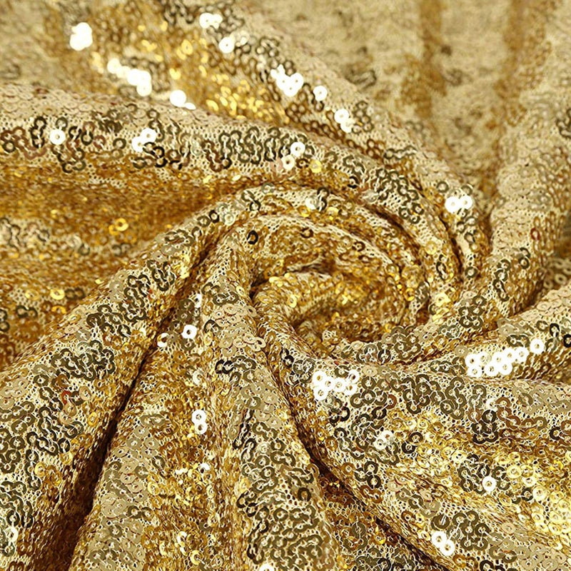 TCBESTO Light Gold Sequin Tablecloth 50"" Glitter Round Table Cover Metal Shiny Table Cloth for Birthday Parties Showers Weddings Christmas Thanksgiving - Image 2