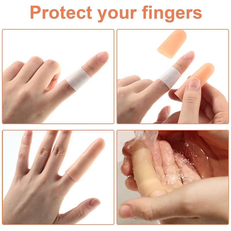 NVTEGR 20 Pcs Silicone Finger Protectors, Finger Protectors, Finger Cots for Dry Skin, Finger Protector for Finger Cracking, Wound, Hand Eczema, Finger Arthritis and More (2 Size, Nude) - Image 4