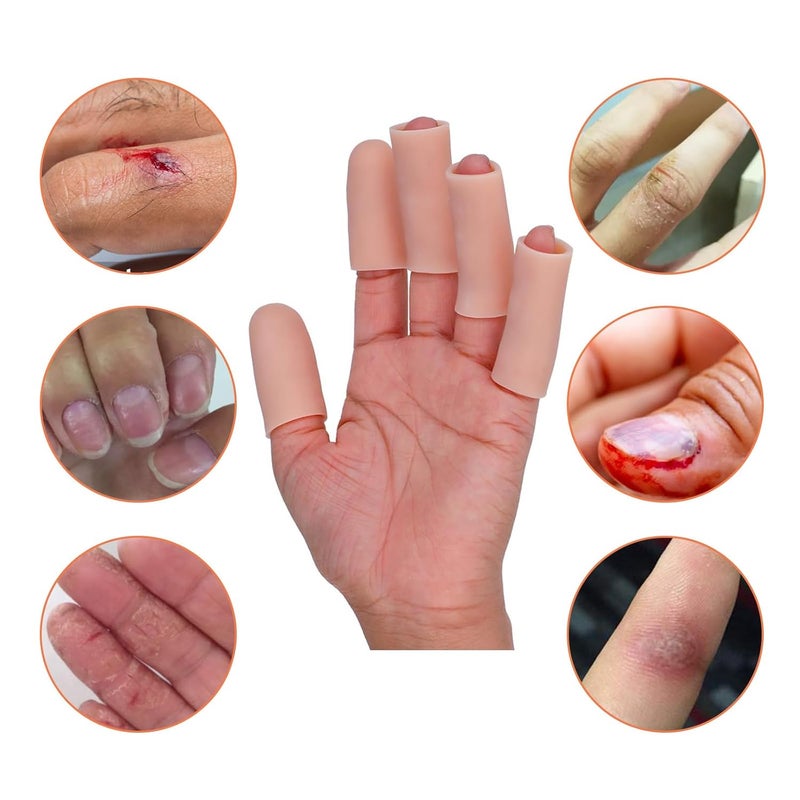 NVTEGR 20 Pcs Silicone Finger Protectors, Finger Protectors, Finger Cots for Dry Skin, Finger Protector for Finger Cracking, Wound, Hand Eczema, Finger Arthritis and More (2 Size, Nude) - Image 5