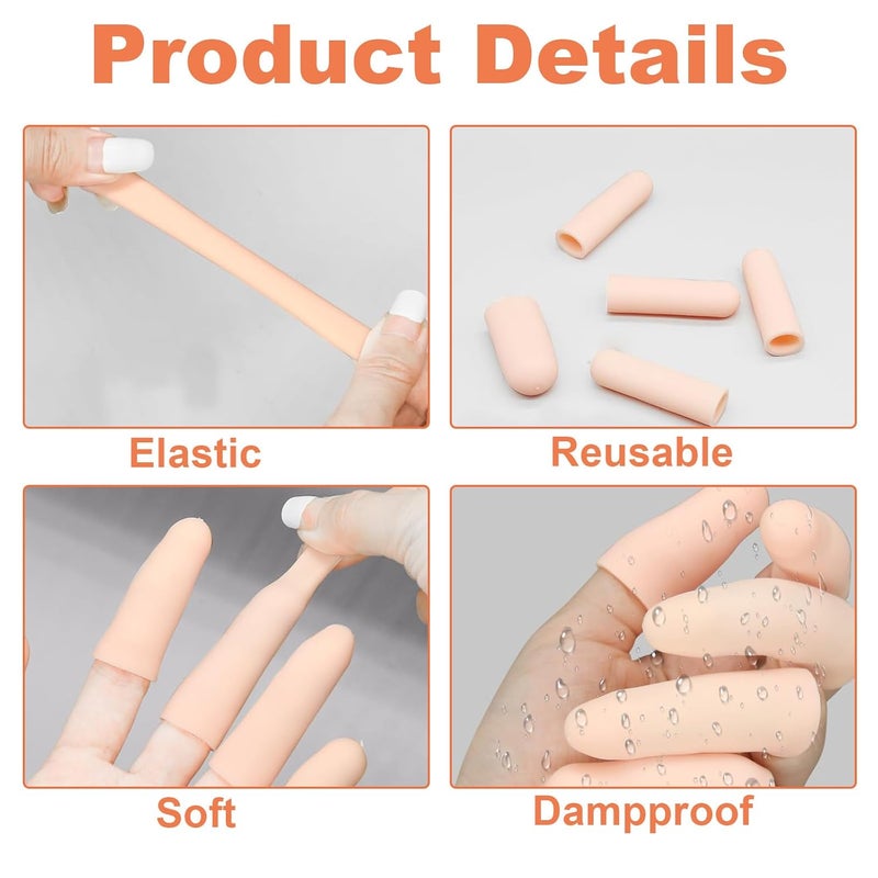 NVTEGR 20 Pcs Silicone Finger Protectors, Finger Protectors, Finger Cots for Dry Skin, Finger Protector for Finger Cracking, Wound, Hand Eczema, Finger Arthritis and More (2 Size, Nude) - Image 3
