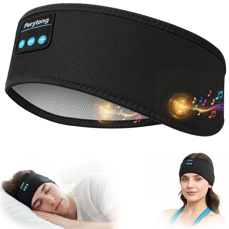 Perytong Sleep Headphones Wireless, Bluetooth Sports Headband Headphones with Ultra-Thin HD Stereo Speakers Perfect for Sleeping,Workout,Jogging,Yoga,Insomnia, Air Travel, Meditation (Black) - Image 1