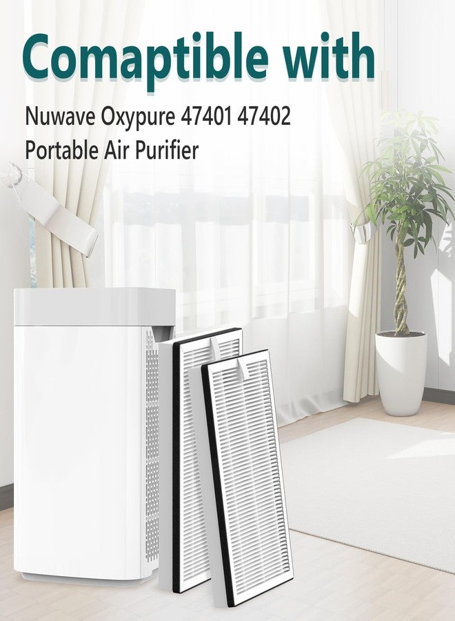 FCFMY 4 Pcs/ 2 Sets HEPA/Carbon Replacement Filter for NuWave OxyPure Portable Air Cleaner Purifier 47401 47402 47404 for Large Room up to 1361 Sq Ft with Double-Sided Air Intake, Part # H5P3 - Image 2