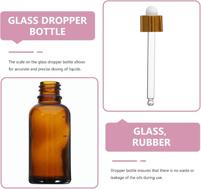 MAGICLULU 4pcs 30ml Amber Dropper Bottles with Measurement for Essential Oils Travel Use Leak-resistant Eye Dropper Containers - Image 2