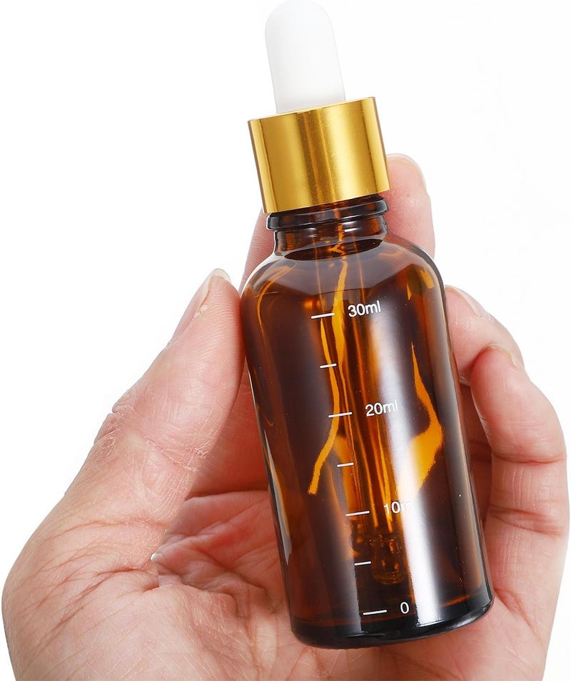 MAGICLULU 4pcs 30ml Amber Dropper Bottles with Measurement for Essential Oils Travel Use Leak-resistant Eye Dropper Containers - Image 3