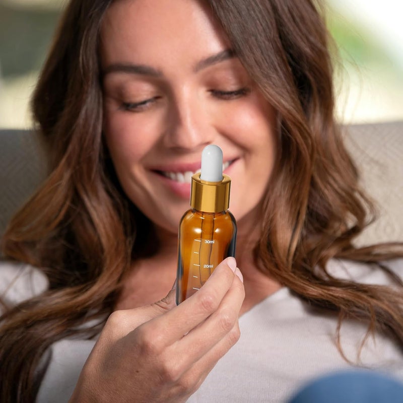 MAGICLULU 4pcs 30ml Amber Dropper Bottles with Measurement for Essential Oils Travel Use Leak-resistant Eye Dropper Containers - Image 4