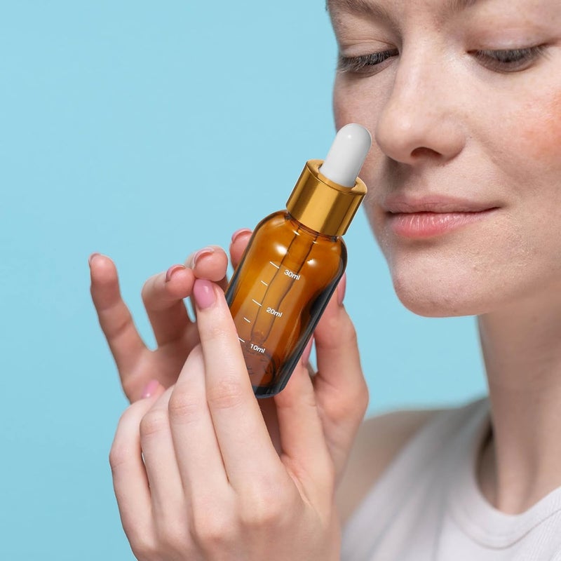MAGICLULU 4pcs 30ml Amber Dropper Bottles with Measurement for Essential Oils Travel Use Leak-resistant Eye Dropper Containers - Image 5