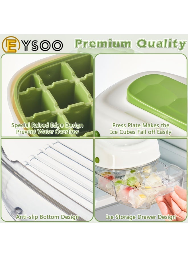  إيسو EYSOO صواني مكعبات ثلج 32 شبكة صواني ثلج للمجمد سهلة الإطلاق قوالب مكعبات خالية من ثنائي الفينول أ مع حاوية تخزين (أخضر) - Image 5