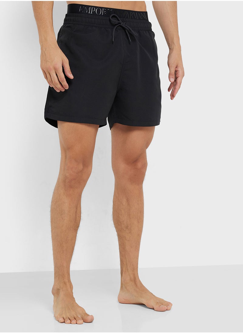 EMPORIO ARMANI Beachwear Logo  Drawstring Shorts  - Image 1