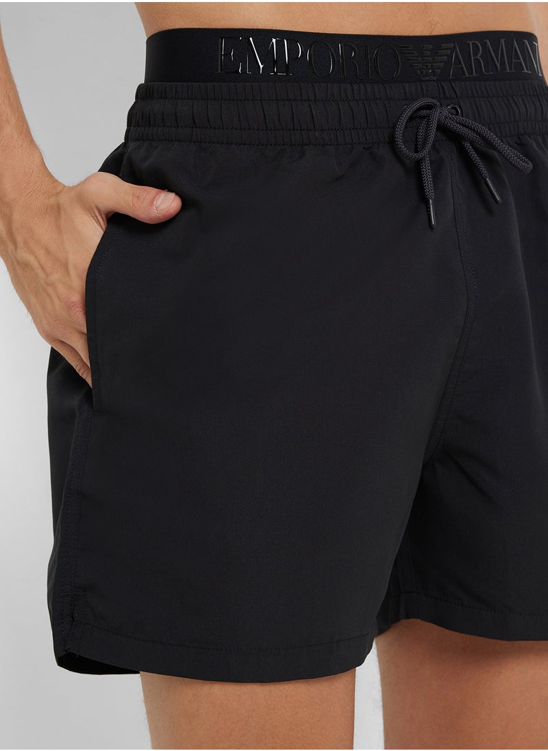 EMPORIO ARMANI Beachwear Logo  Drawstring Shorts  - Image 4