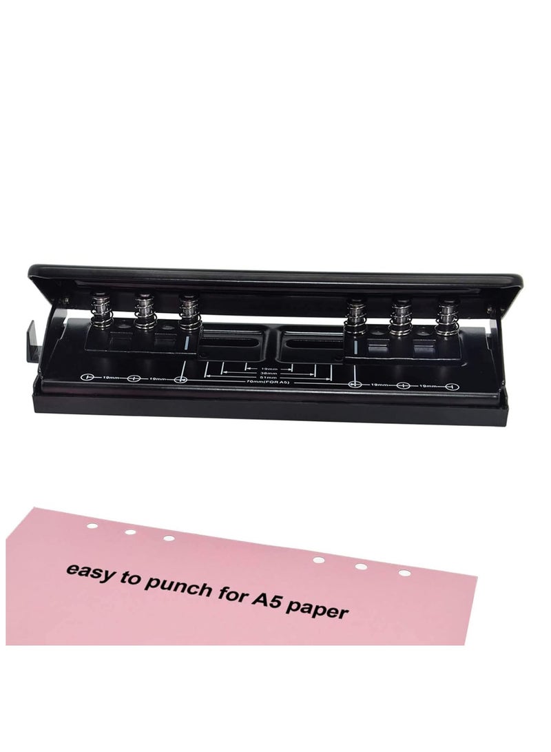 CMGTYYD 6-Hole Punch, Binder Hole Puncher with Non-slip Base, Portable A5 Hole Punch, Adjustable Paper Puncher with Positioning Mark, Daily Paper Puncher for Planner, Agenda, Binder Refill Pages - Image 1
