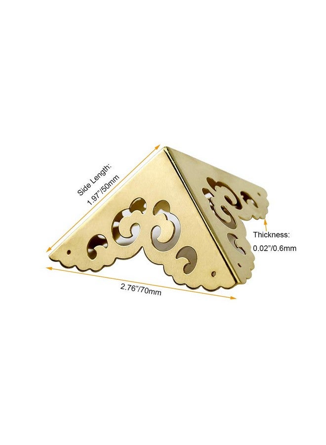 Tiazza 4Pcs Vintage Pure Brass Hollow Cloud Pattern Corner Protectors Antique Hardware Desk Edge Wooden Jewelry Gift Box Cabinet Three Sides Full Encase Corner Guard Gold Tone - Image 4