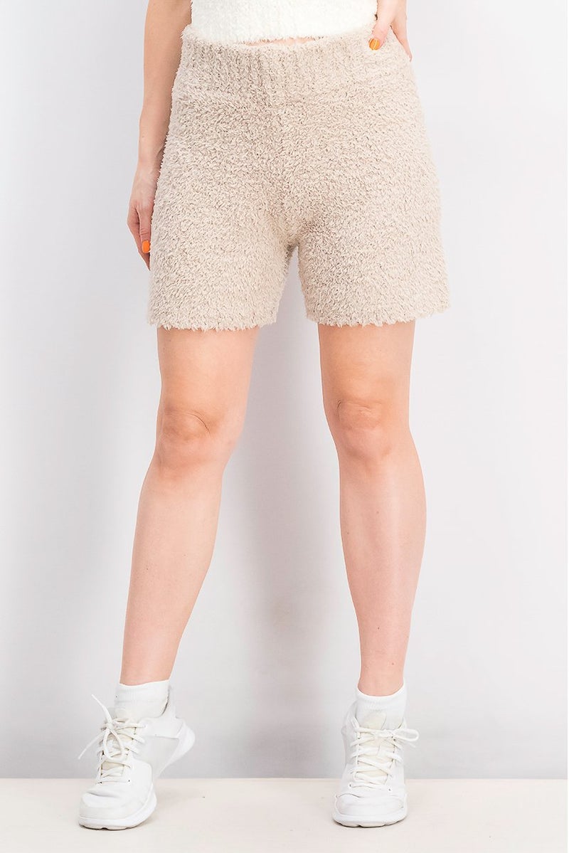 XOXO Women Pull On Textured Shorts, Coffee Milk - Image 1