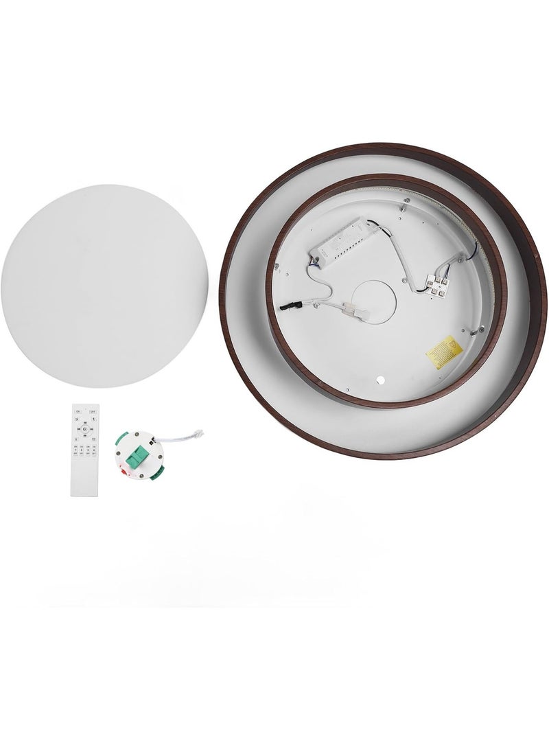 Modern Wood Finish LED Ceiling Light | Flush Mount Bedroom Lamp | Energy-Saving Home Lighting Fixture | Stylish Round LED Ceiling Lamp for Living Room & Hallway - Image 1