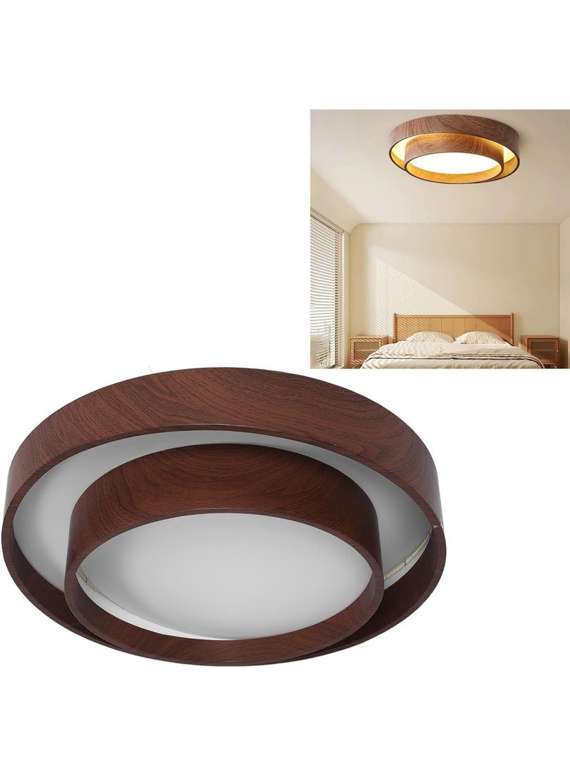 Modern Wood Finish LED Ceiling Light | Flush Mount Bedroom Lamp | Energy-Saving Home Lighting Fixture | Stylish Round LED Ceiling Lamp for Living Room & Hallway - Image 2