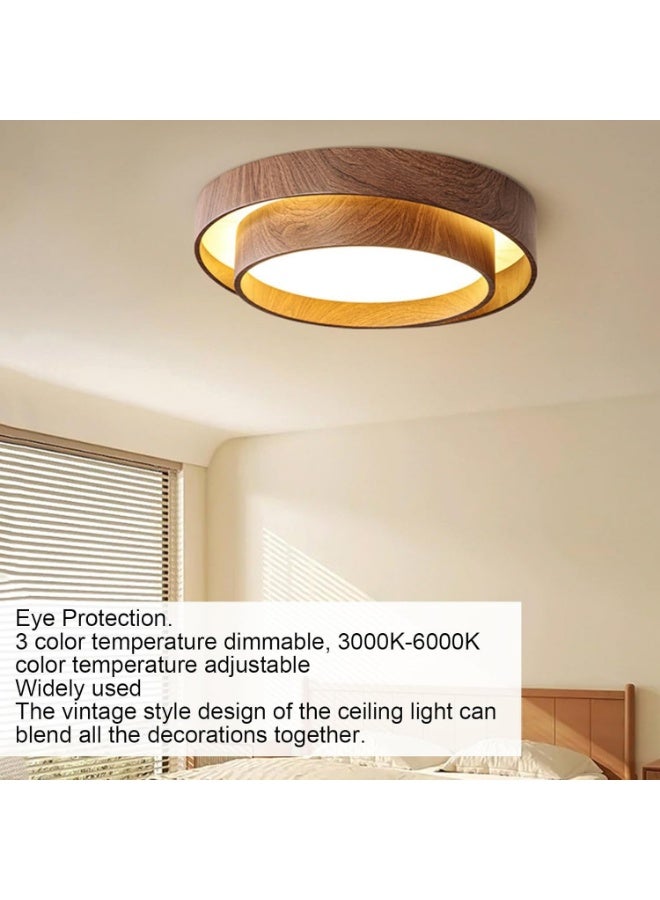 Modern Wood Finish LED Ceiling Light | Flush Mount Bedroom Lamp | Energy-Saving Home Lighting Fixture | Stylish Round LED Ceiling Lamp for Living Room & Hallway - Image 4
