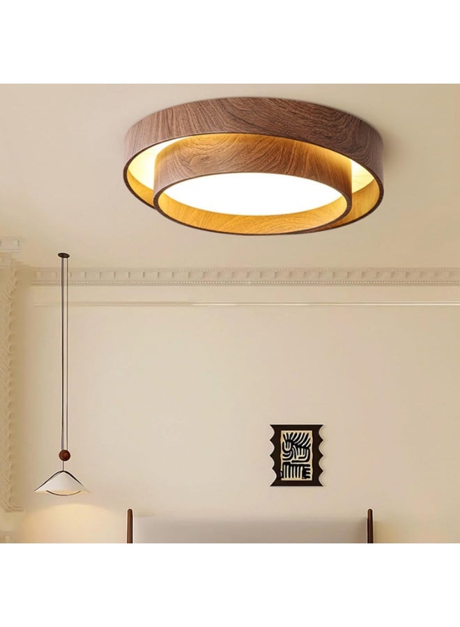 Modern Wood Finish LED Ceiling Light | Flush Mount Bedroom Lamp | Energy-Saving Home Lighting Fixture | Stylish Round LED Ceiling Lamp for Living Room & Hallway - Image 5