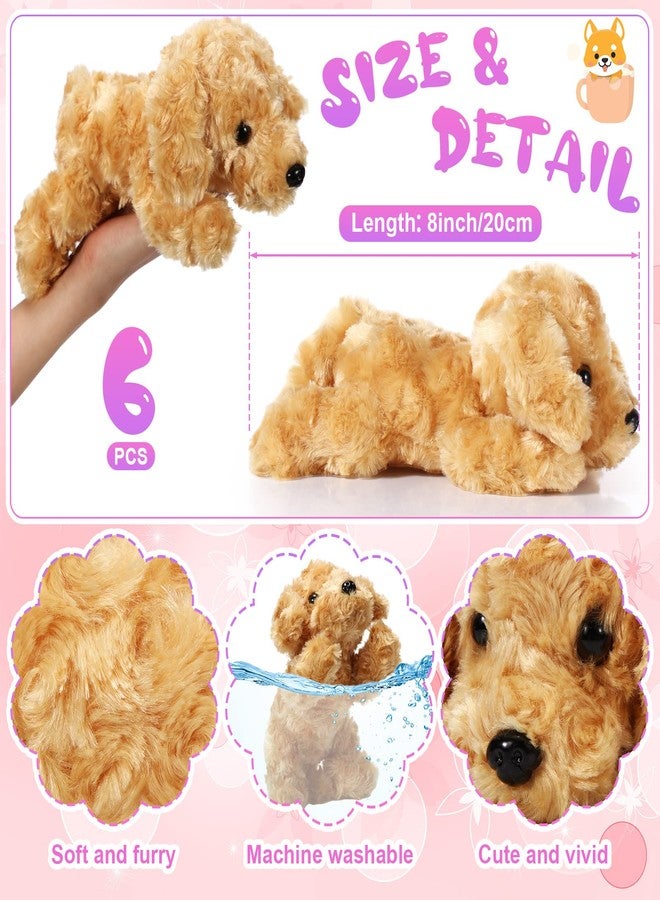 Harrycle 6 Pcs 8 Inch Dog Stuffed Animal Plush Cute Soft Puppy Plush Dog Pillow Toy Fluffy Puppy Set for Kids Girls Baby Shower Birthday Party Favor Room Home Decor - Image 2