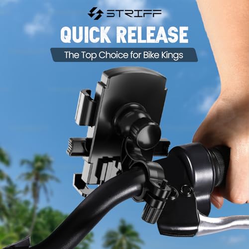 STRIFF Mounter Mobile Holder for Bikes, Motorcycle, Scooter, Bicycles, Jaw Grip Bike Mobile Holder, Aluminium Handlebar Cellphone Holder for Maps - Black (Bike_Mount) - Image 2