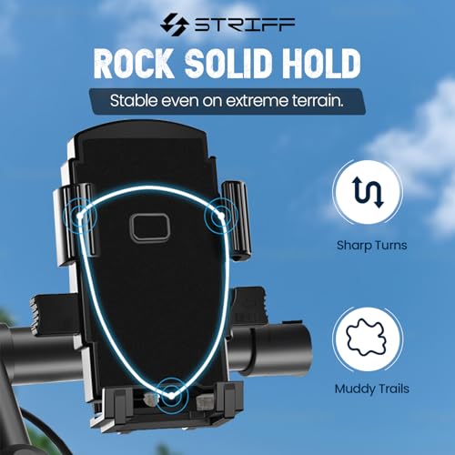 STRIFF Mounter Mobile Holder for Bikes, Motorcycle, Scooter, Bicycles, Jaw Grip Bike Mobile Holder, Aluminium Handlebar Cellphone Holder for Maps - Black (Bike_Mount) - Image 5