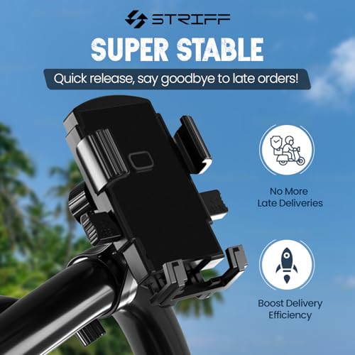 STRIFF Mounter Mobile Holder for Bikes, Motorcycle, Scooter, Bicycles, Jaw Grip Bike Mobile Holder, Aluminium Handlebar Cellphone Holder for Maps - Black (Bike_Mount) - Image 4