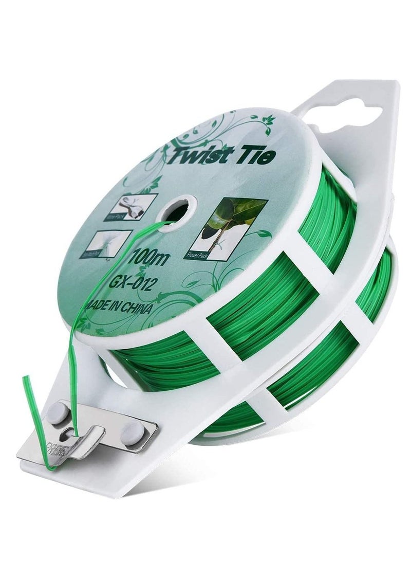 RACO Twist Ties - All-Purpose Coated 50m/100m Garden Plant Ties with Trimmer Garden Twine Support Ties Reusable for Gardening Plants Growth and Care, Office Home Cable Organization (100m) - Image 1