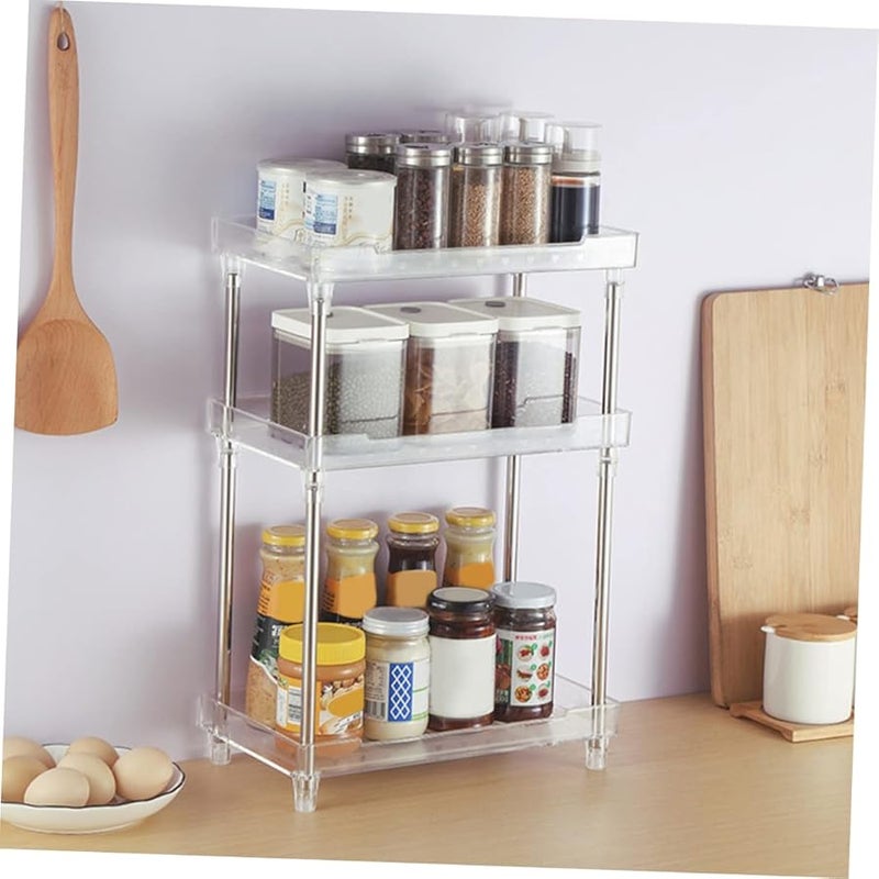 Ciieeo صينية متعددة الطبقات لطاولة الزينة، رف منظم للحمام مقاس 32×18×48 سم، منظم عطور متين - Image 5