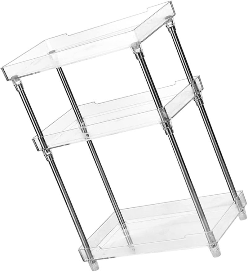 Ciieeo صينية متعددة الطبقات لطاولة الزينة، رف منظم للحمام مقاس 32×18×48 سم، منظم عطور متين - Image 2